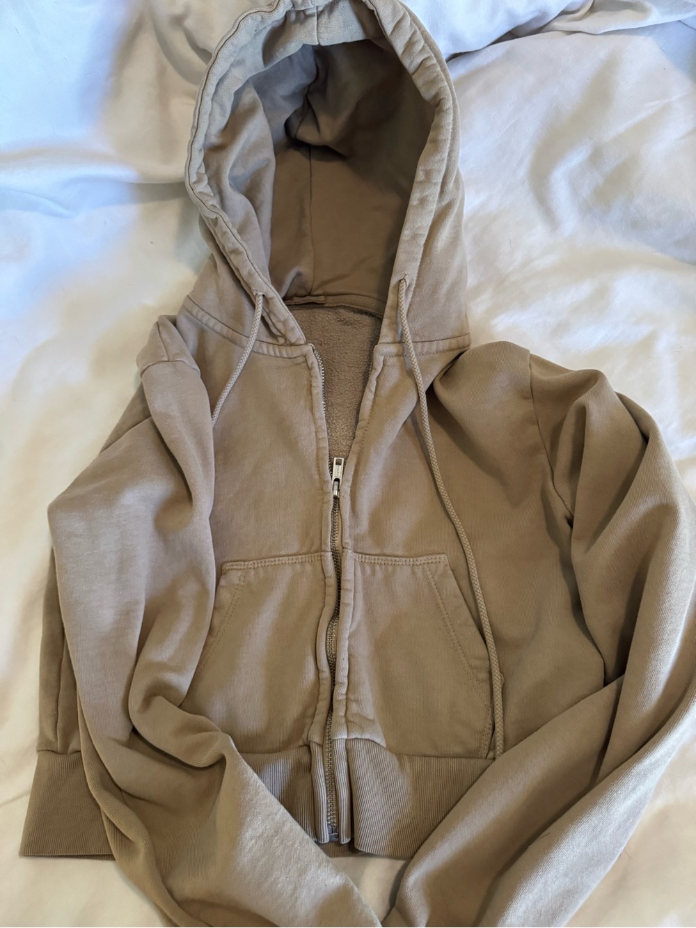 Brandy Melville Cropped Zip-Up Hoodie